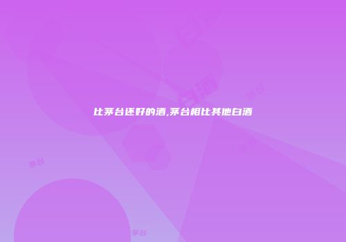 比茅台还好的酒,茅台相比其他白酒