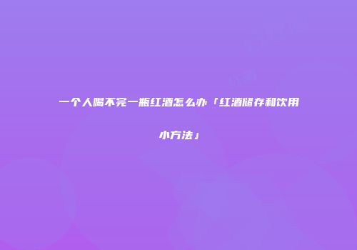 一个人喝不完一瓶红酒怎么办「红酒储存和饮用小方法」