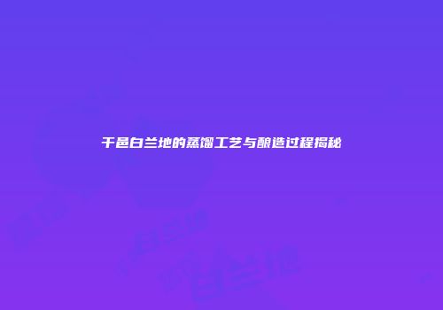 干邑白兰地的蒸馏工艺与酿造过程揭秘